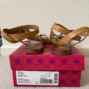 Tory Burch Patos Sandal Monark vachetta, blond 7.5